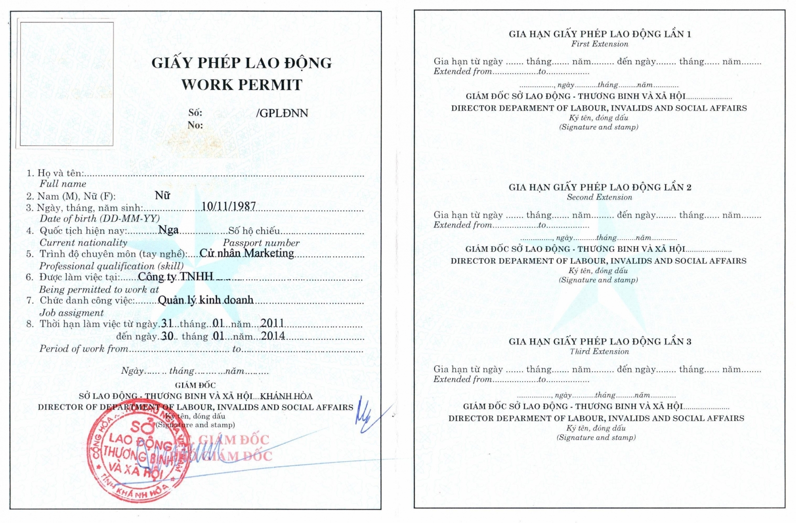 Giấy phép lao động dành dành cho người nước ngoài tại Việt Nam